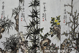 孙成效作品 《兰竹菊梅四条屏》